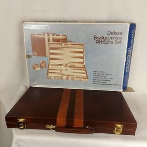 Vintage Backgammon Suitcase Travel Game Deluxe Attache Set NEW